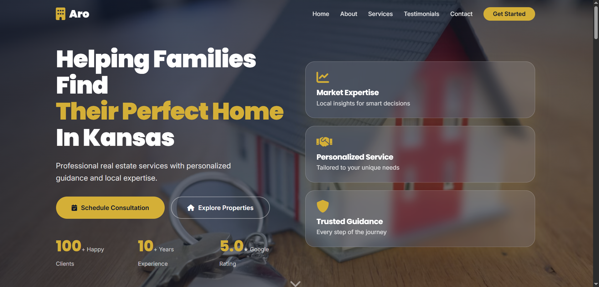 Aro Real Estate website screenshot